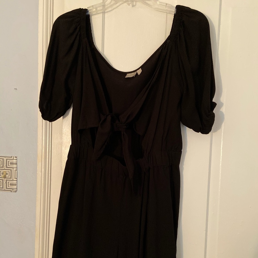 ASOS tie front romper with puff sleeve